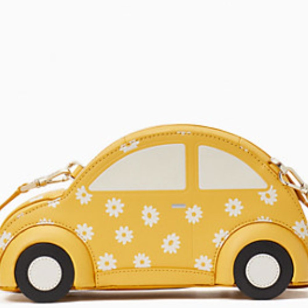 NWT KATE SPADE Beep Beep Yellow Daisy Beetle Bug Car Crossbody Purse Bag - Picture 8 of 8